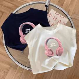 男女童无袖纯棉夏季新款儿童装百搭印花宝宝休闲百搭背心外穿T恤