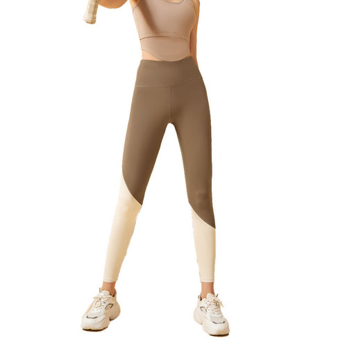 Poly Hall New Contrast Fashion Outerwear Peach Hip Fitness Exercise Tight High Elastic Bare Sensation Yoga Pants