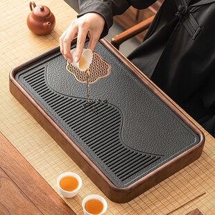 Solid Wood Tea Tray for Home Use, Chinese-Style Retro Simple Dual-Purpose Tea Table, Dry Brewing Tray, Small Kung Fu Tea Tray, Class a