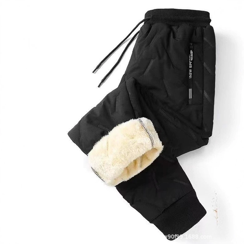 Зимние бархатные windproof утепляющие брюки, оверсайз, свободный прямой крой