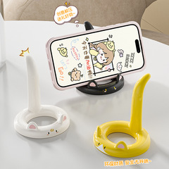 クリエイティブな子猫の携帯電話ホルダー、プラスチック製の漫画のかわいいホルダー、食事やドラマ鑑賞用のホルダー、水平または垂直に置くことができ、怠け者のためのホルダー
