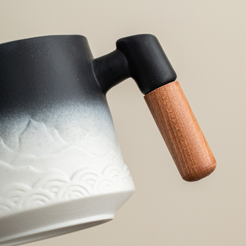 Conjunto de regalos de negocios taza de filtro de cerámica taza de chorro de arena gradiente taza de agua con caja de regalo de ladrillo de hielo LOGO grabado