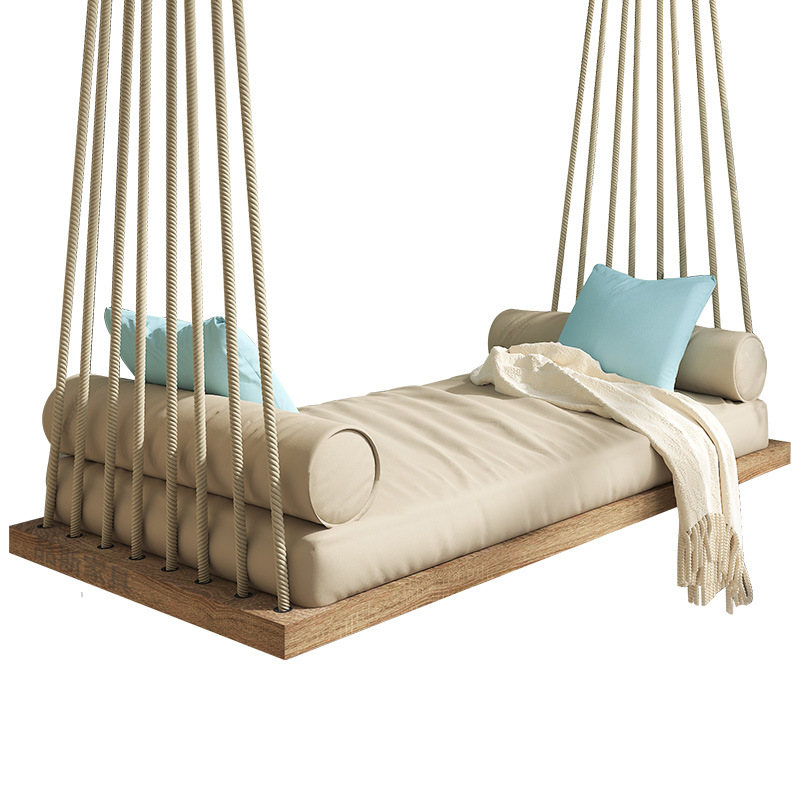 Columpio al aire libre cesta colgante hogar balcón madera maciza solo doble columpio cuna interior silla hamaca Silla de ratán hogar image 6