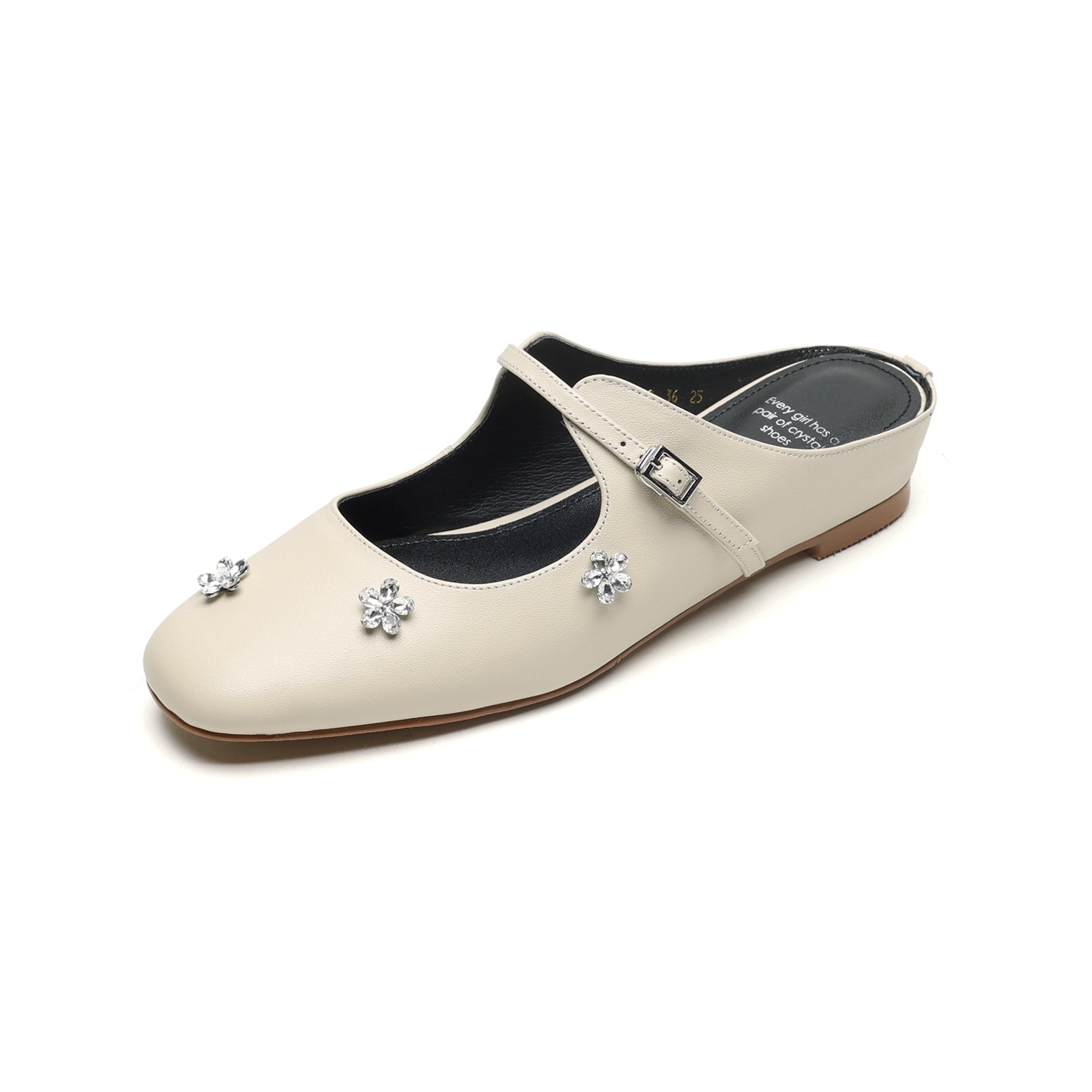 Sandal mule nữ gót thấp mũi kín đính đá pha lê màu rượu vang đỏ — Rượu vang đỏ chi tiết 24