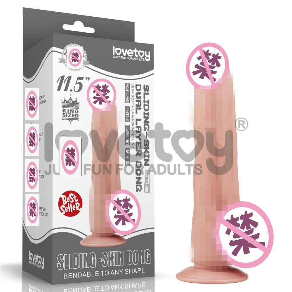 Lovetoy — взрослые товары, двухслойный TPE скользящий дилдо для женской мастурбации, модель LV317051