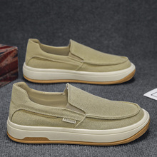 男鞋2025新款春季日常散步舒适休闲布鞋男士简约一脚蹬厚底懒人鞋