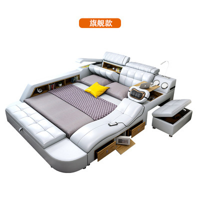 Suministro directo de fábrica cama doble de cuero multifuncional moderno simple tatami masaje eléctrico suave cama de boda de 1,8 m image 10