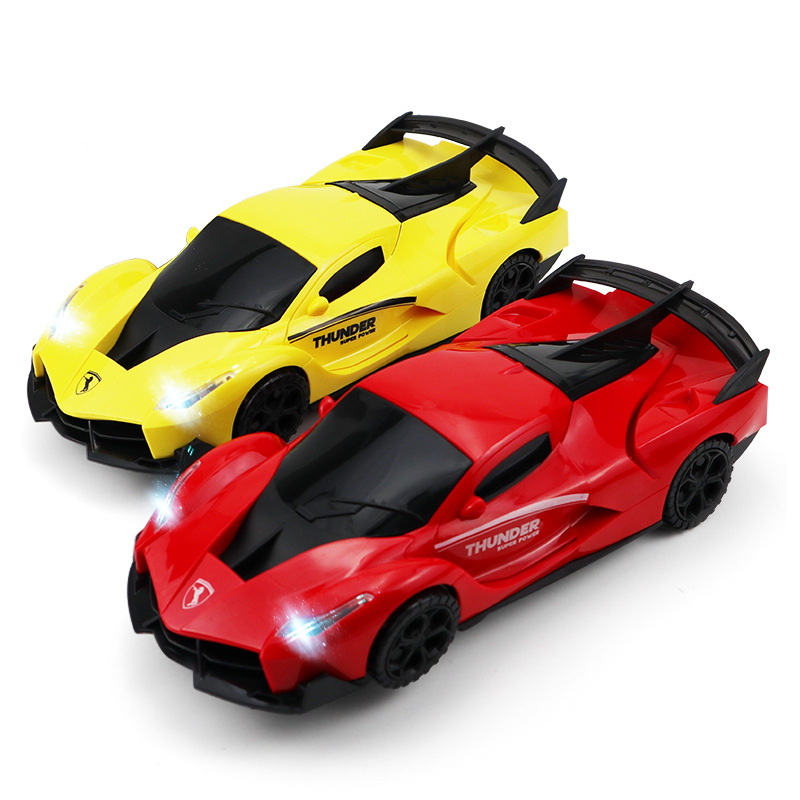 Transfronterizo eléctrico universal coche de carreras de rotación música luz niños modelo de coche deportivo transformador de juguete puesto al por mayor