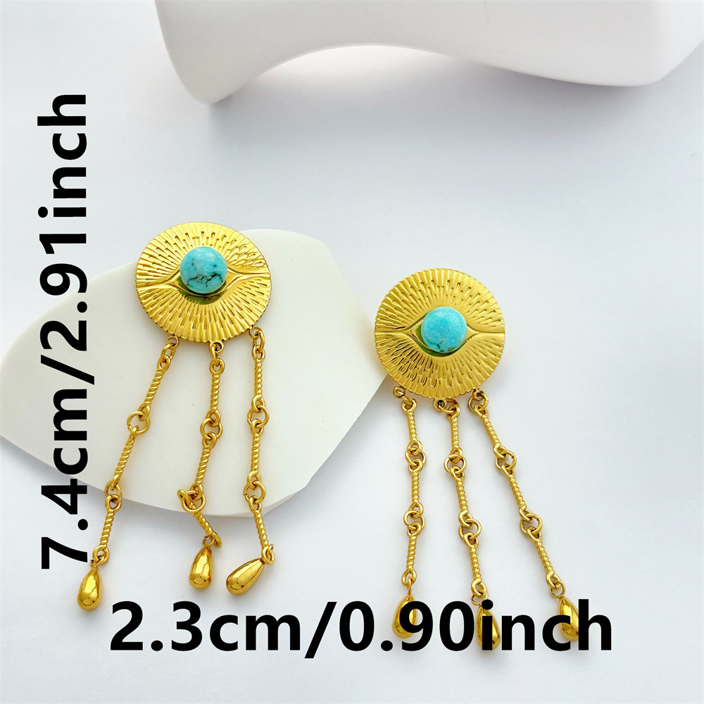 1 Pair Geometric Retro 304 Stainless Steel Drop Earrings display picture 7