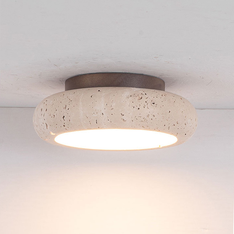 复古民宿LED吸顶灯简约衣帽间入户玄关灯中古过道黄洞石高级感灯