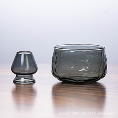 日式抹茶茶具玻璃两件套抹茶色抹茶碗陶瓷百本立茶筅彩盒茶筅立