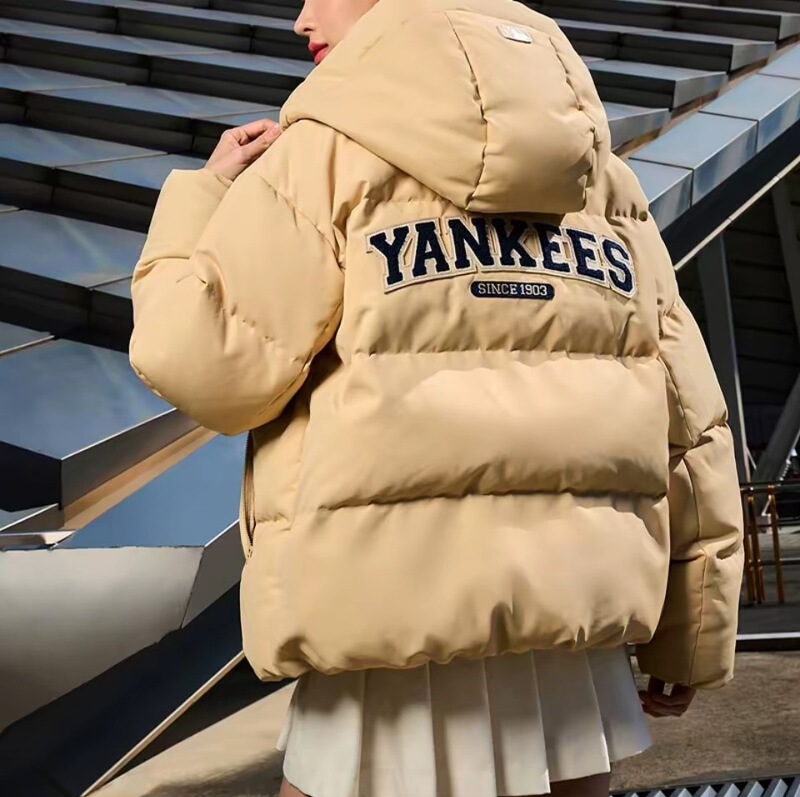 2024冬季MLB潮牌后背字母休闲时尚男女同款加厚连帽羽绒服外套|undefined