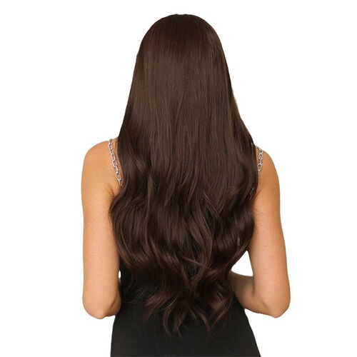 European and American foreign trade wig grandma gray full bangs big wave wig for women with long curly hair chemical fiber full headgear manufacturer wholesale