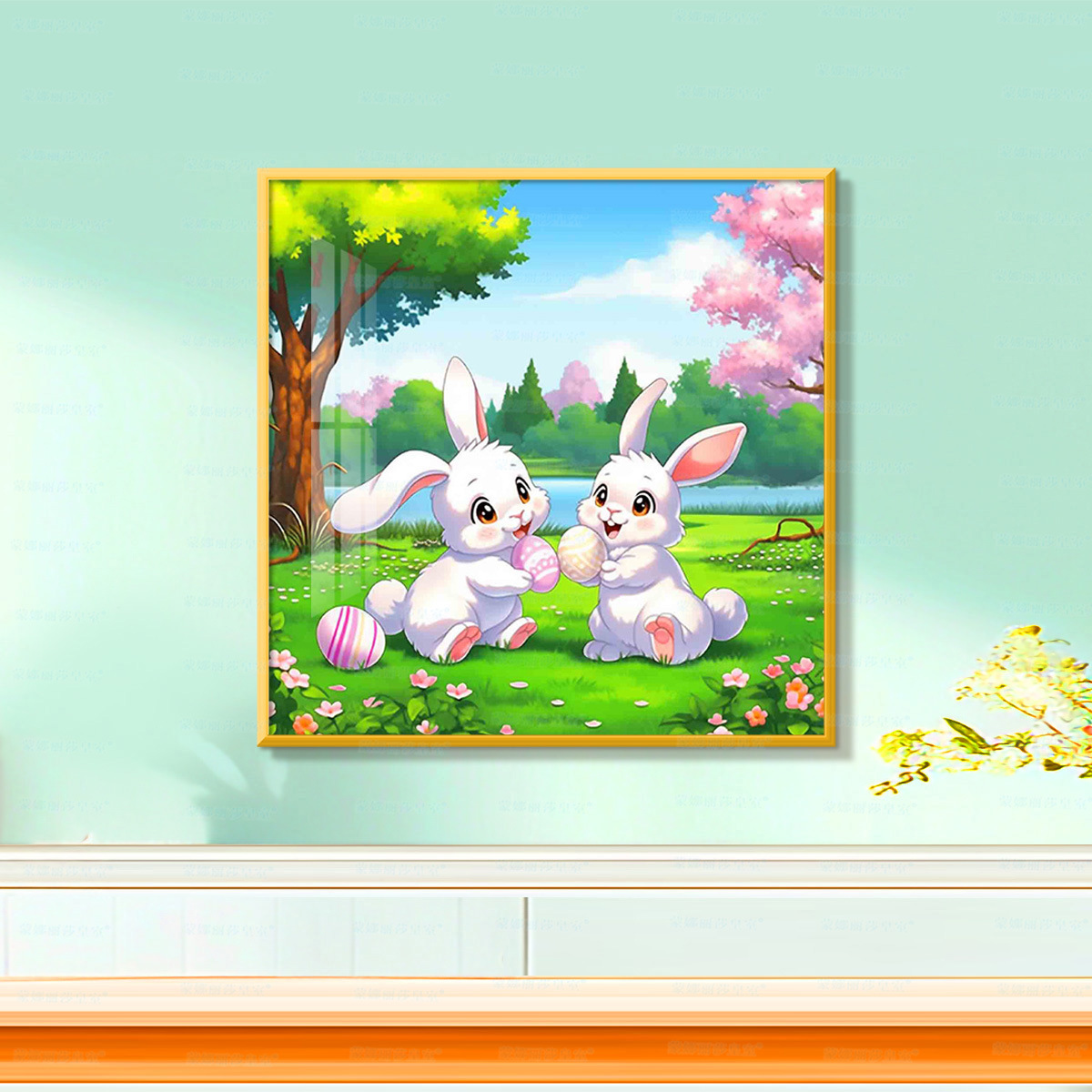 [Algodón importado] Mona Lisa Real Cutie Conejo de dibujos animados edición actualizada de la decoración de la sala de estar bordado image 1
