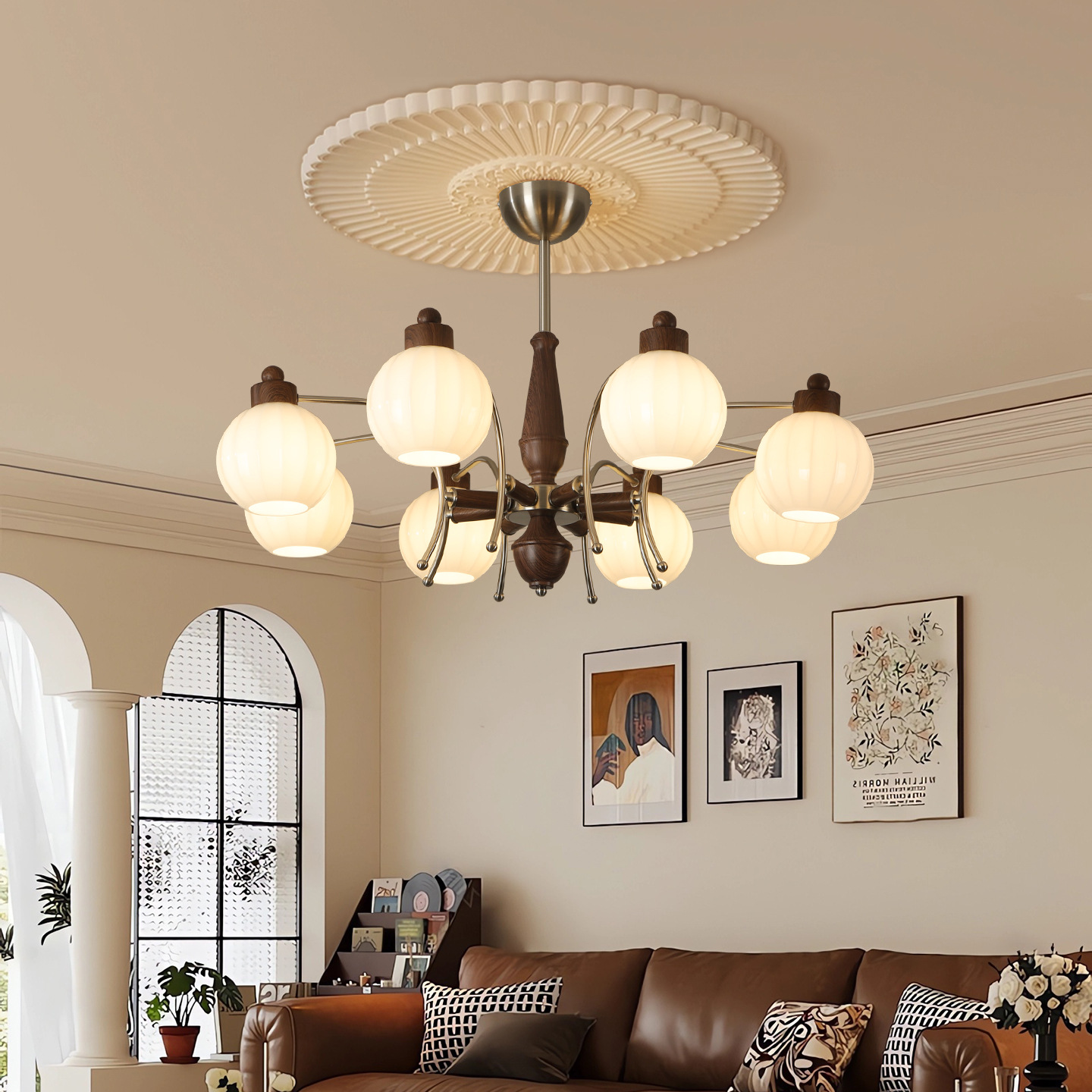 Lanterna de la sala de estar estilo medieval francés 2026 nuevo retro atmósfera de alto nivel de protección de los ojos dormitorio principal lámpara de vestíbulo 453L