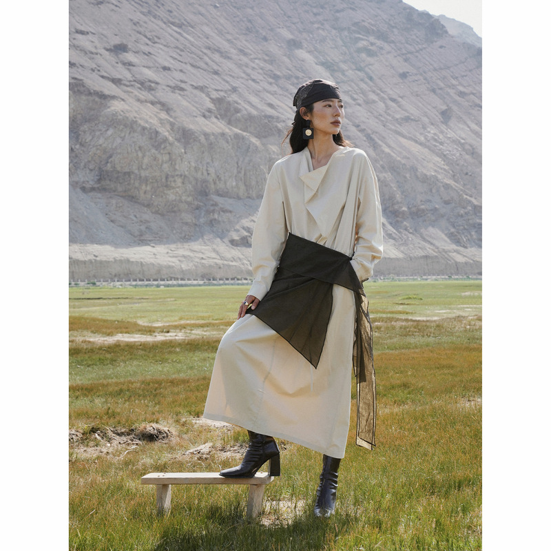 [Special Offer, No Refunds or Exchanges] Original Price 168 Yuan, Elegant Shirt Dress with Tie, Long Dress for Women 255121