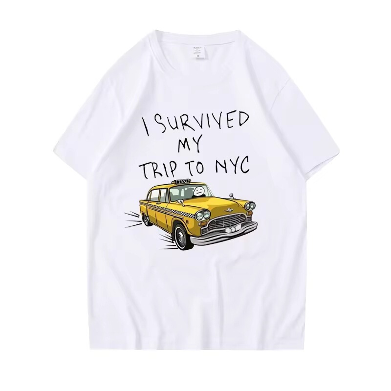Interesting T-Shirts for Men and Women: I Survived My Trip to New York Printed Top, Casual Streetwear Interesting T-Shirts for Men and Women: I Survived My Trip to New York Printed Top, Casual Streetwear