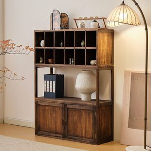 Solid Wood New Chinese Style Bogu Rack Duobao Pavilion Office Display Cabinet Ornaments Display Bookshelf Living Room Entrance Storage Rack
