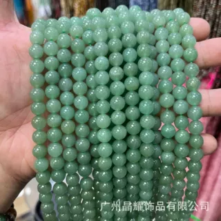 广州晶耀 天然绿东陵玉石圆珠饰品diy半成品批发 greenaventurine