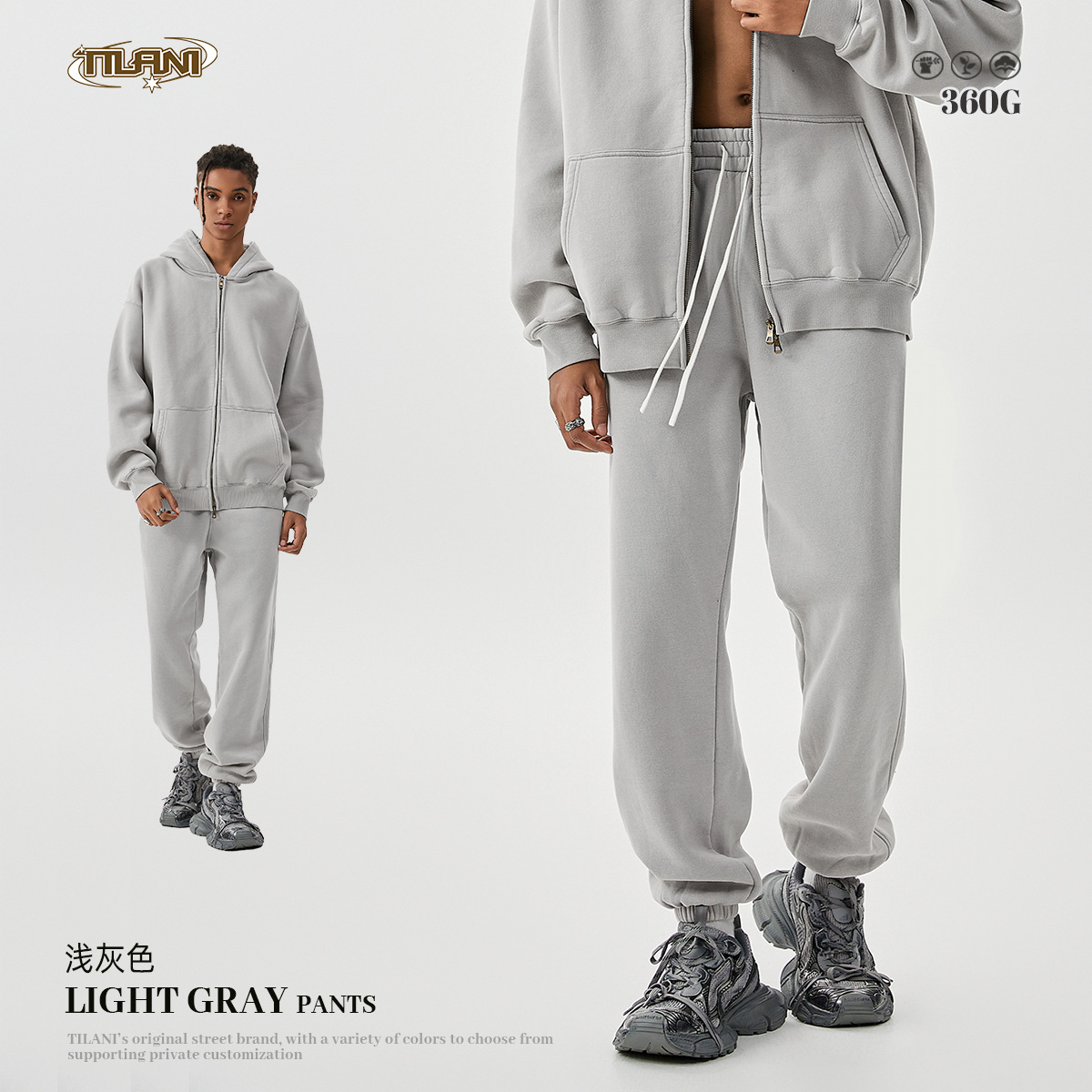 TILANI suéter de los hombres pantalones de chándal traje transfronterizo marca de moda con capucha Otoño e Invierno de lana forrada engrosada conjunto de dos piezas de los hombres