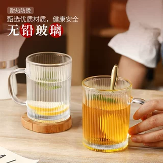 玻璃杯水杯套装日式耐热家用客厅加厚带把手喝水杯子家庭待客批发