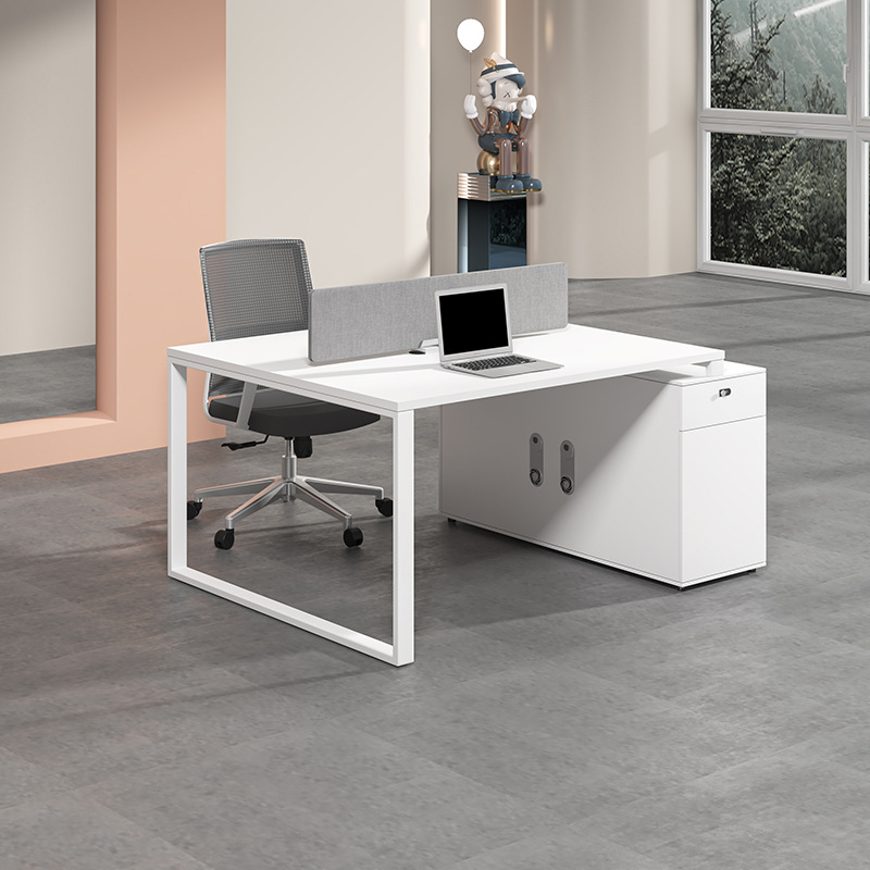 Office desk furniture set, minimalist modern office workstation desk for 4 people, white employee desk, 6 people