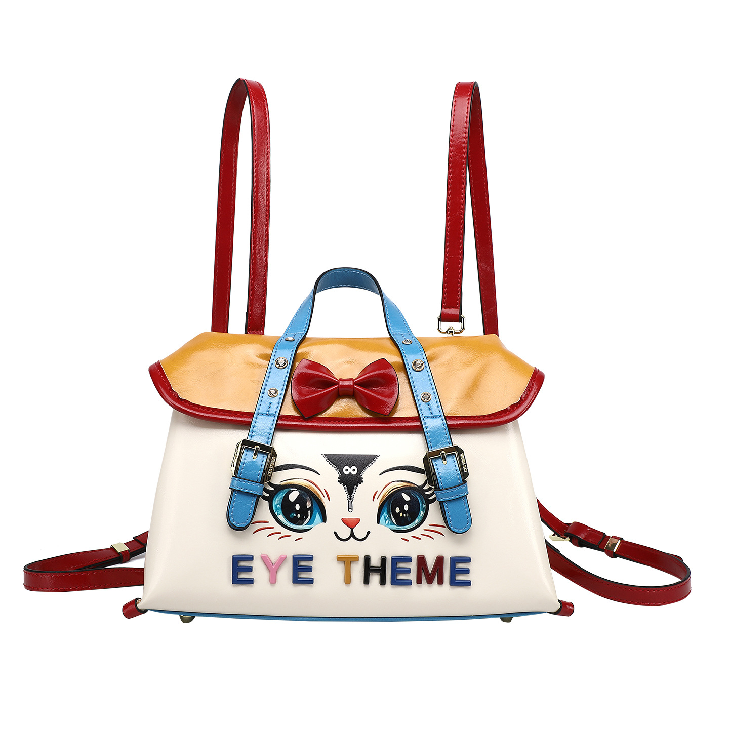 Estudiantes lindos bolsas de dibujos animados de moda color sonriente multipropósito cera de aceite de piel bolsas de botón magnético diseño de damas 2861 #