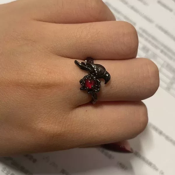 Original Design Dark Crow Ring Sweet Cool Style High-End Niche Index Finger Ring Love and Deep Space Qin Che Ring Trend