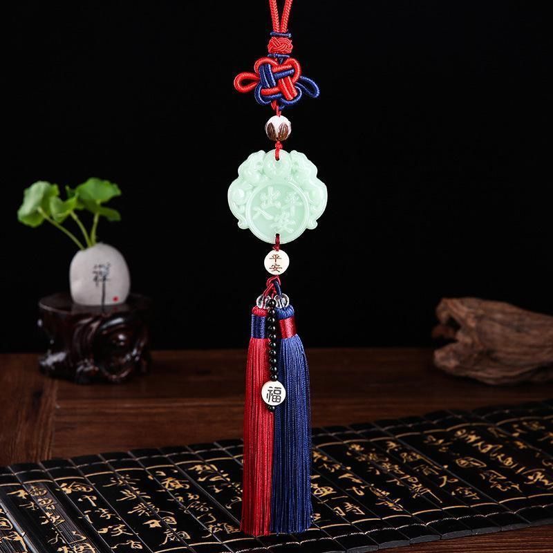 새로운 중국 매듭 핑 안 (녹색) 술