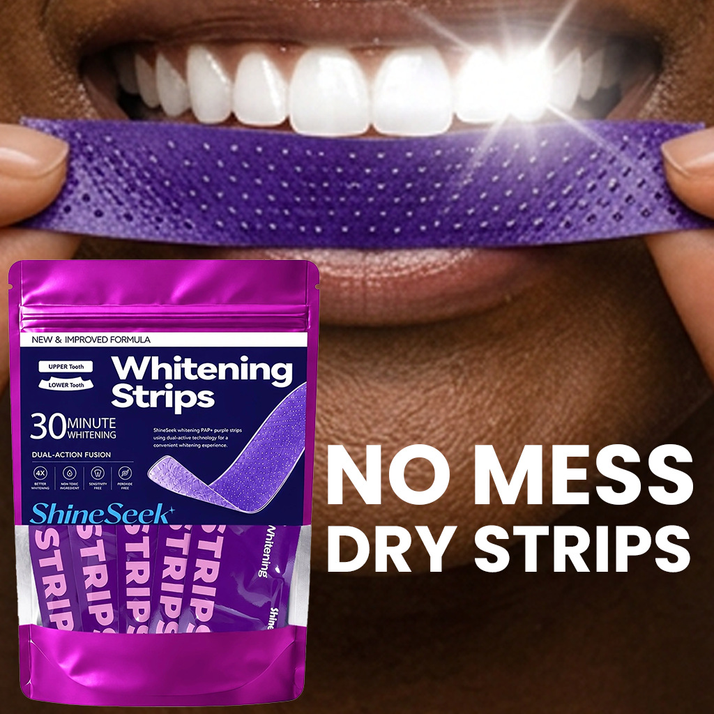 Purple Pap 30-Minute Whitening Dry Tooth Strips, No Residue Dry Tooth Strips, Does Not Contain Hydrogen Peroxide