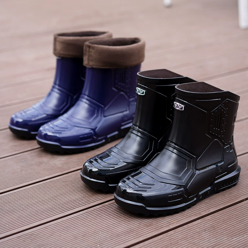Рабочая обувь для рыбалки, водонепроницаемые Нескользящие Модные мужские Нескользящие резиновые сапоги, трендовые мужские резиновые сапоги с низкой трубкой оптом