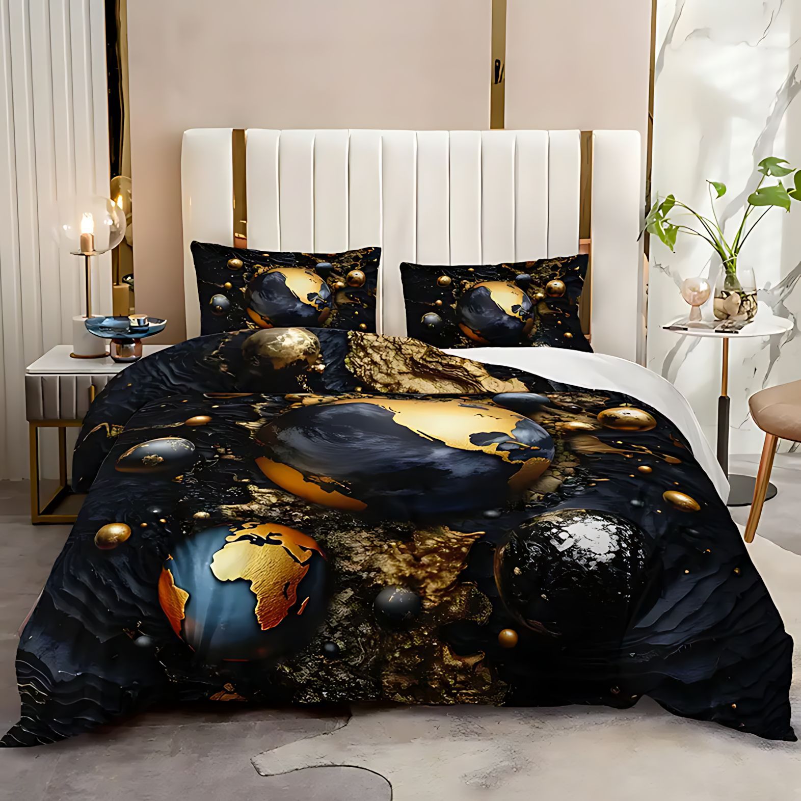 TEMU / JIT colcha de cama clásica estilo galáctico impresión digital 3D ropa de cama para diseño