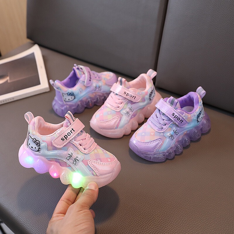 Foreign Trade Light-Up Sneakers for Baby Girls, Soft-Soled Toddler Mesh Shoes, Spring and Autumn Non-Slip New Breathable Hello Kitty Shoes Foreign Trade Light-Up Sneakers for Baby Girls, Soft-Soled Toddler Mesh Shoes, Spring and Autumn Non-Slip New Breathable Hello Kitty Shoes