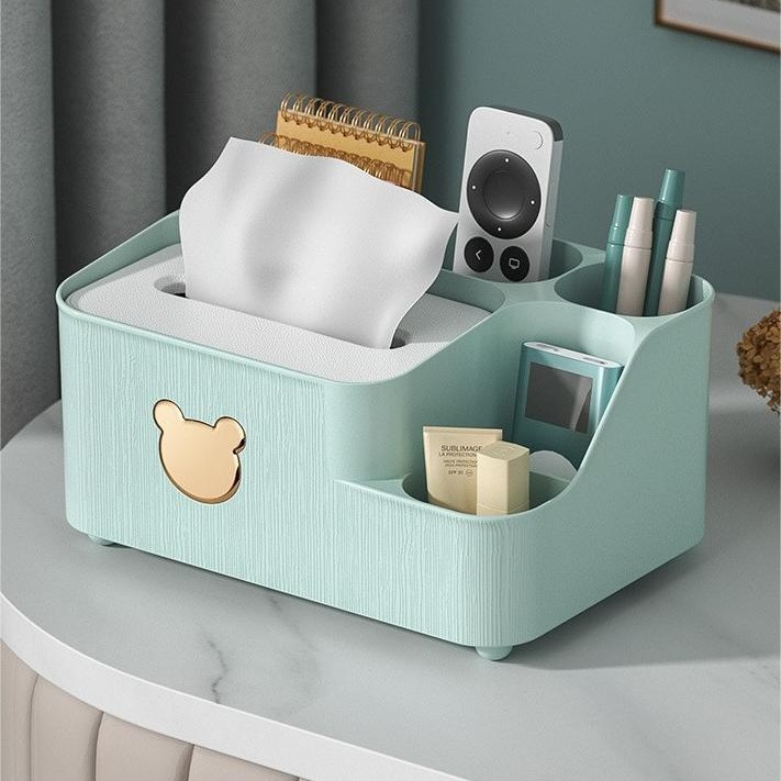 Caja de pañuelos sala de estar caja de pañuelos creativa caja de almacenamiento de escritorio de plástico mesa de café control remoto multifuncional restaurante de almacenamiento