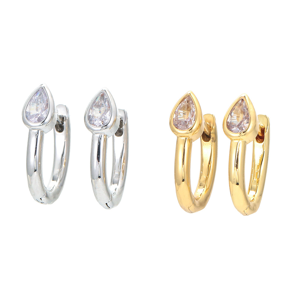 2g Weight Zircon Inlay Material Wholesale Jewelry Drop Diamond Pear-shaped Copper Earrings Nihaojewelry