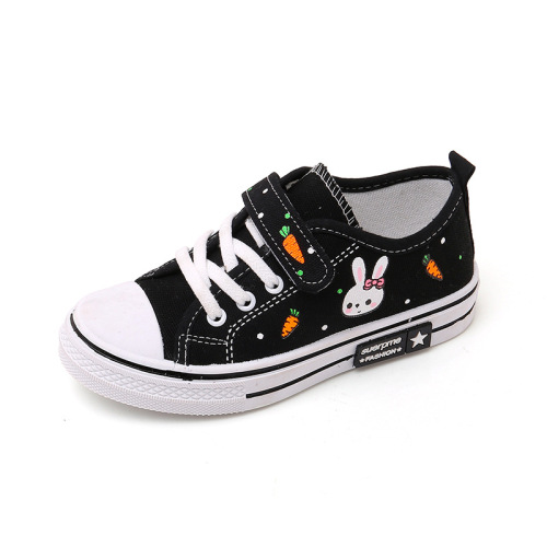New baby low-top sneakers, solid soft-soled breathable canvas shoes, spring and summer cute cartoon student shoes for boys and girls