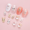 Cute rabbit, three dimensional nail decoration, cartoon fake nails for manicure from pearl, accessory for nails, wholesale