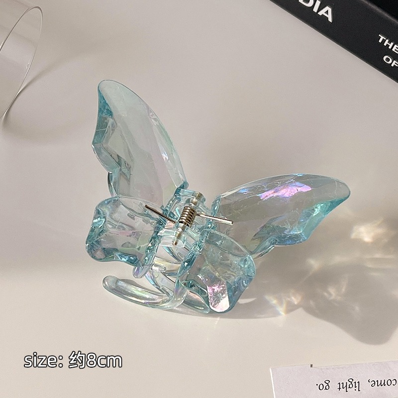 Colorido transparente humano pescado pinza de pelo grande Super Hada mariposa horquilla hembra espalda cuchara updo tiburón pelo clip accesorios para el cabello al por mayor