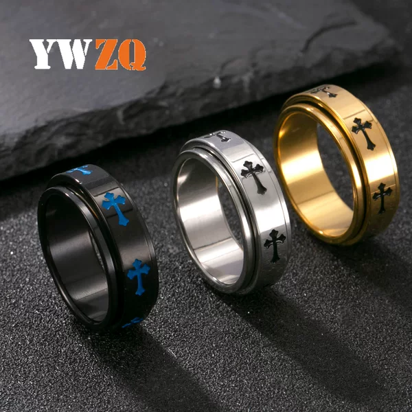 Cross-border supply titanium steel ring men's fashion Joker cross ring ring stainless steel jewelry jewelry wholesale