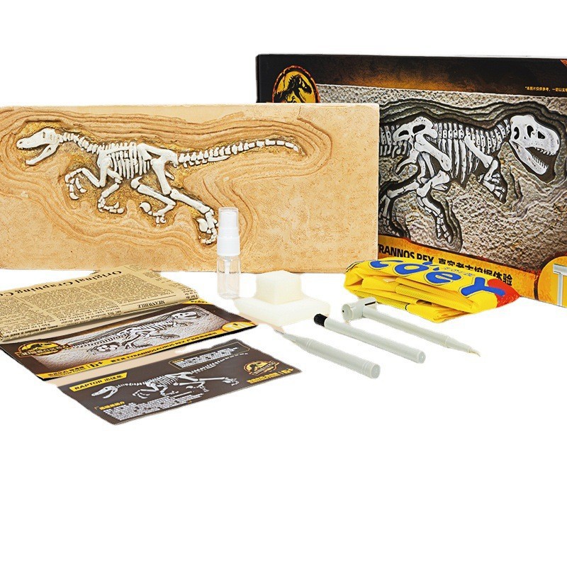 跨境活動 考古恐龍化石盲盒兒童考古玩具霸王龍3D立體恐龍浮雕板