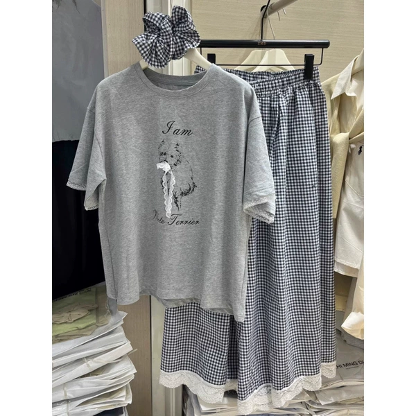 Cotton T-shirt, trousers, set, 3 piece set