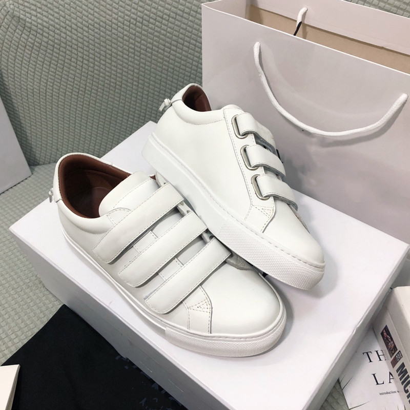 Jijia Velcro Men's White Sneakers Low-top Slip-on Sports Shoes Genuine Leather Trendy Couple's Casual Sneakers Jijia Velcro Men's White Sneakers Low-top Slip-on Sports Shoes Genuine Leather Trendy Couple's Casual Sneakers