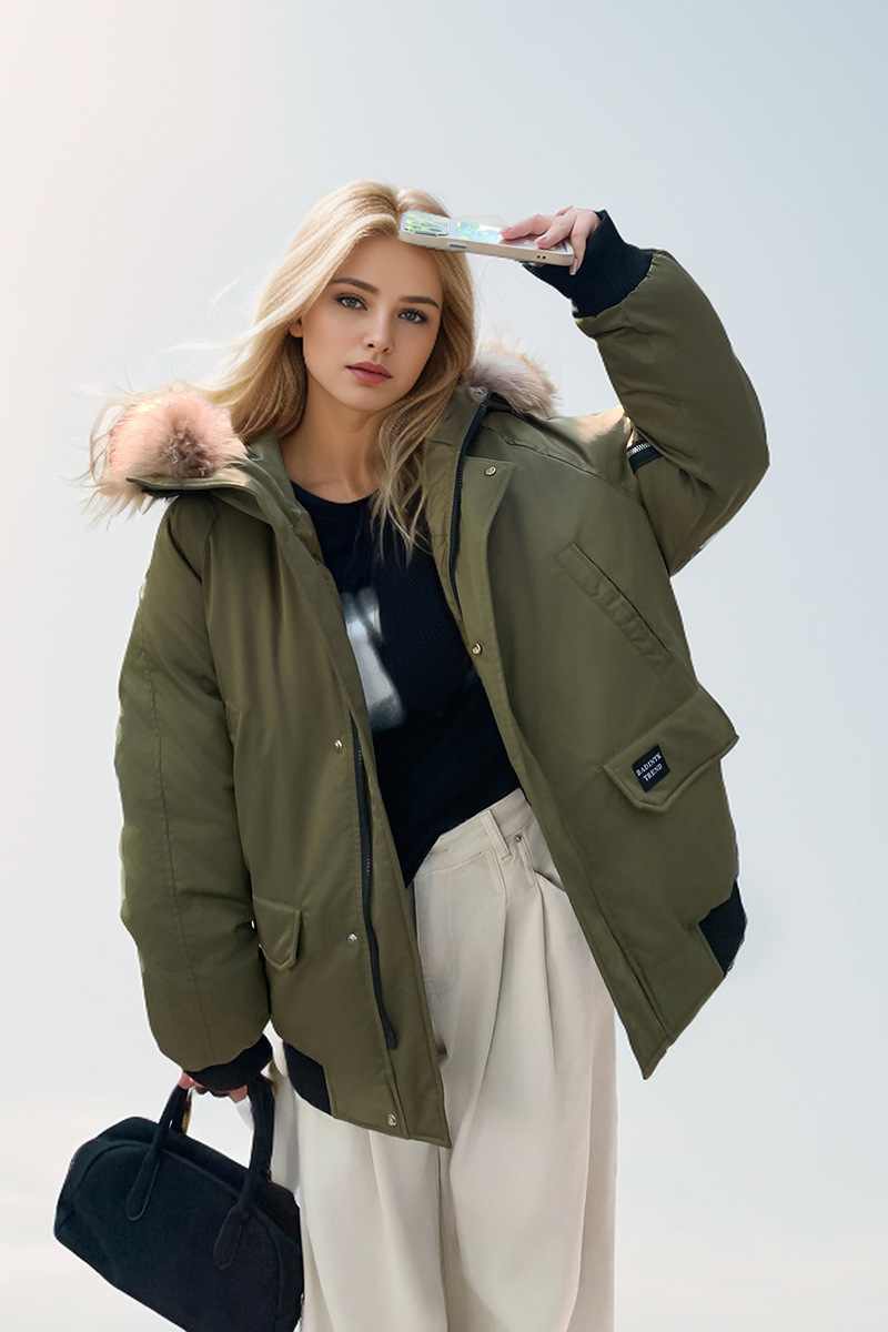 Abbigliamento da lavoro da donna Giacca calda in cotone per donna, nuovo cappotto largo in cotone di alta qualità con ampio collo in pelliccia e tendenza cappotto ispessito_voghion.com