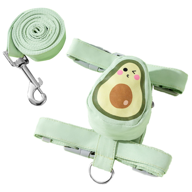 Gato tridimensional aguacate mochila en forma de I cuerda de tracción perro chaleco estilo anti-ruptura correa para el pecho de mascotas