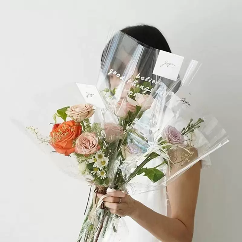 教师节英文透明opp塑料防水玻璃纸鲜花包装材料向日葵花束包花纸