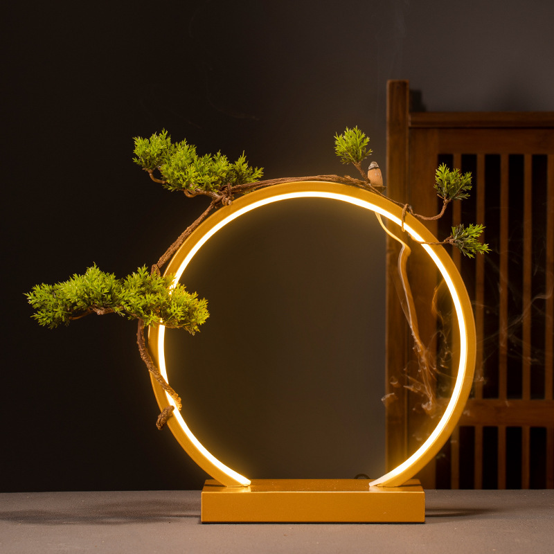 Nuevo anillo de luz LED de hierro forjado chino, fragancia de reflujo, oficina, tienda de muebles para el hogar, salón de té, casa de familia, decoración luminosa, regalo