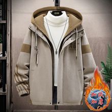 冬季加厚夹克外套男青少假两件加绒棉服时尚百搭宽松学生褂子潮