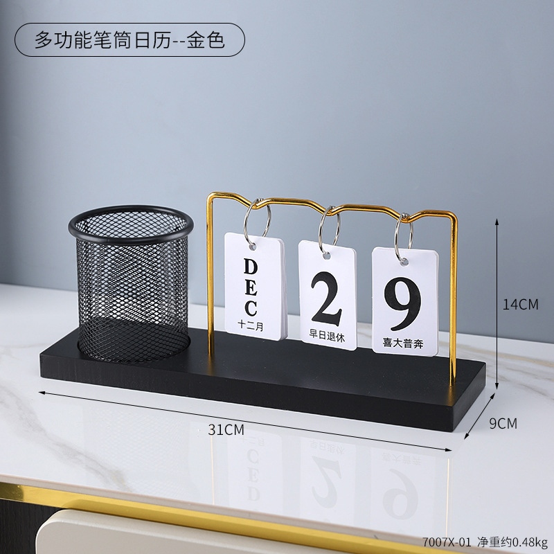 Madera Flip calendario escritorio creativo personalizado escritorio calendario hogar escritorio calendario joyería simple decoración decorativa de la tabla