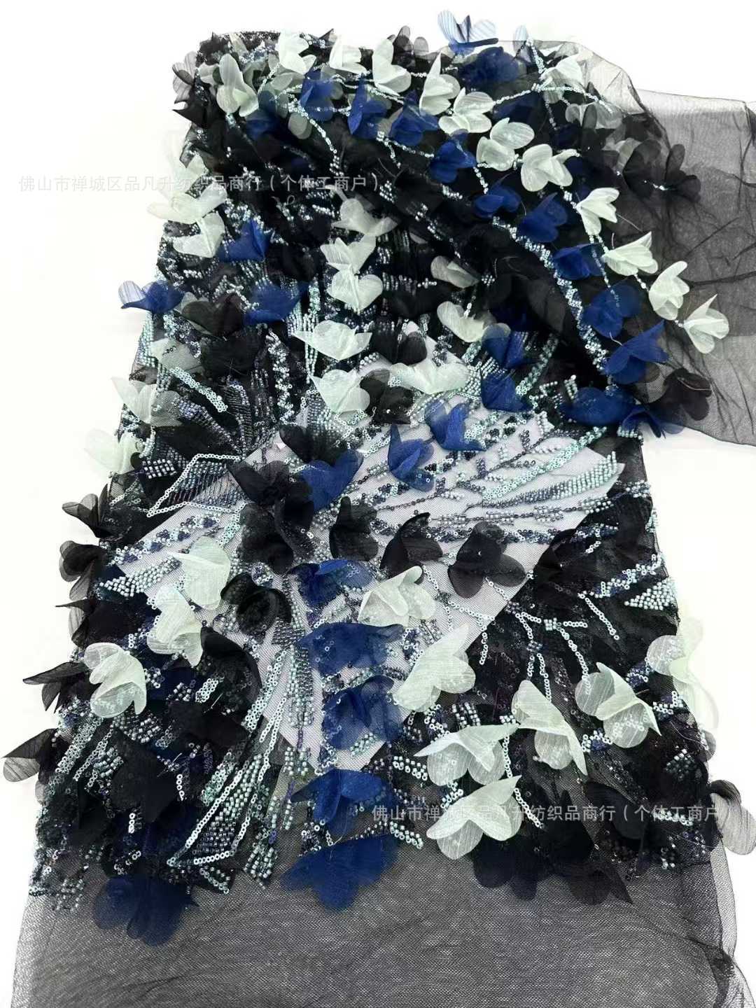 Multicolor decalco tridimensional bordado tela flor pluma tela tela de malla alta fijación vestido de boda vestido de tela image 15