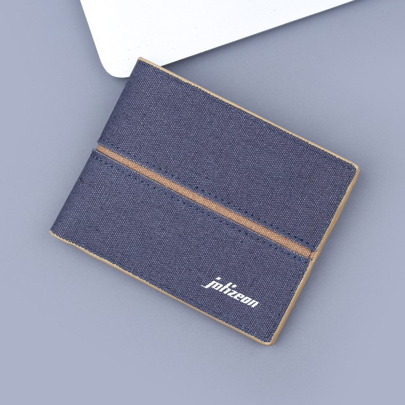 Canvas cartera de hombre bolsa de tarjetas de hombre bolsa de tela suave cartera de hombre corta fábrica de cartera de hombre denim spot